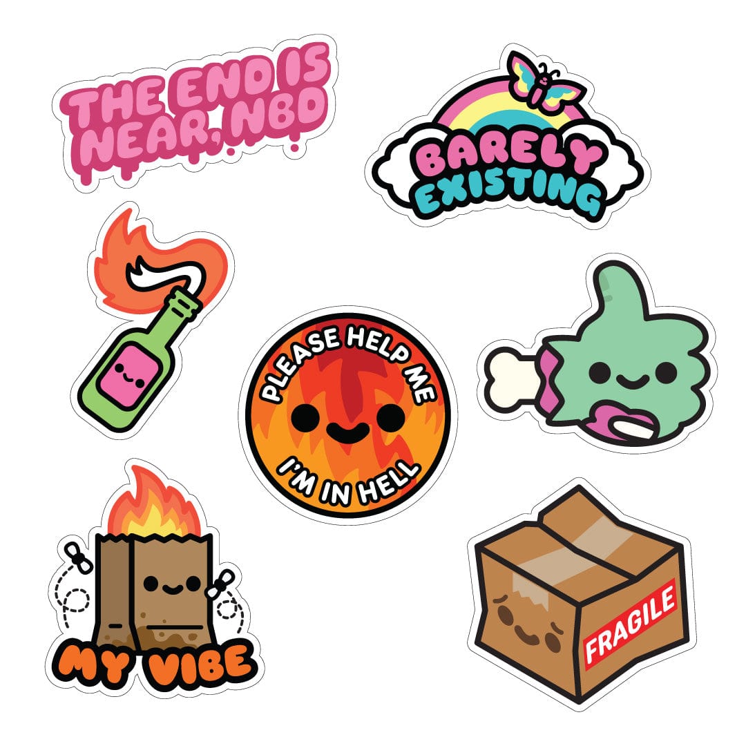 100% Soft Dumpster Fire Stickers (4 to choose from) Barely Existing Pack Kawaii Gifts