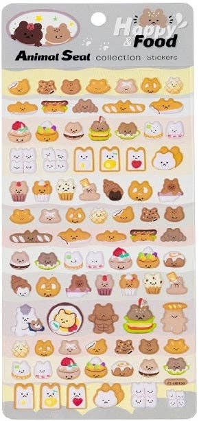 BCmini Bear Food Puffy Stickers-10 Kawaii Gifts