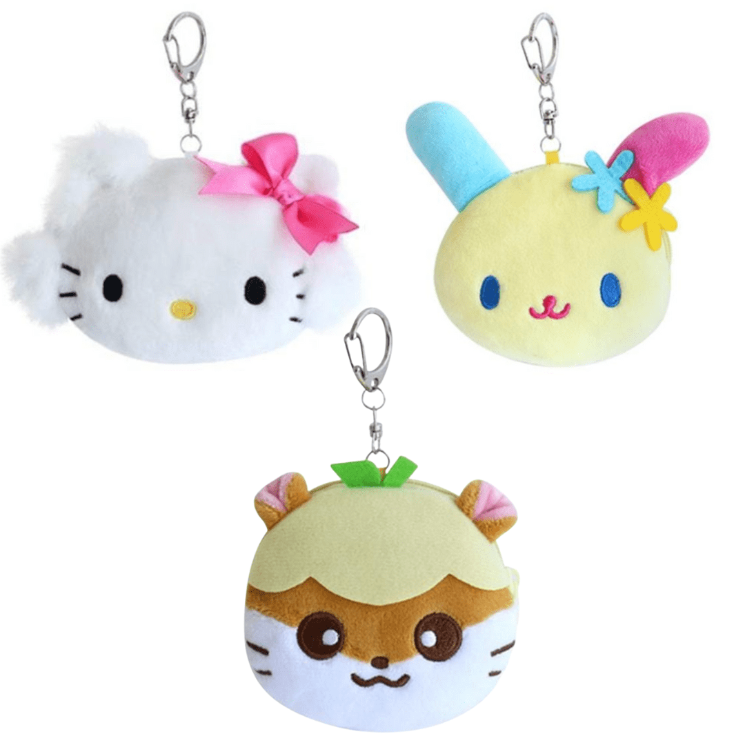 BeeCrazee Charmmy, Usahana & Corocorokuririn Plushy Coin Purses Keychains Kawaii Gifts