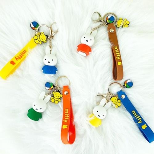 BeeCrazee Miffy Mascot Figure Keychains with Strap Kawaii Gifts