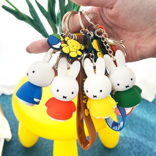 BeeCrazee Miffy Mascot Figure Keychains with Strap Kawaii Gifts