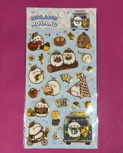BeeCrazee Molang Puffy Gold Stickers: Hello, Ice Cream, Flowers, Picnic Kawaii Gifts