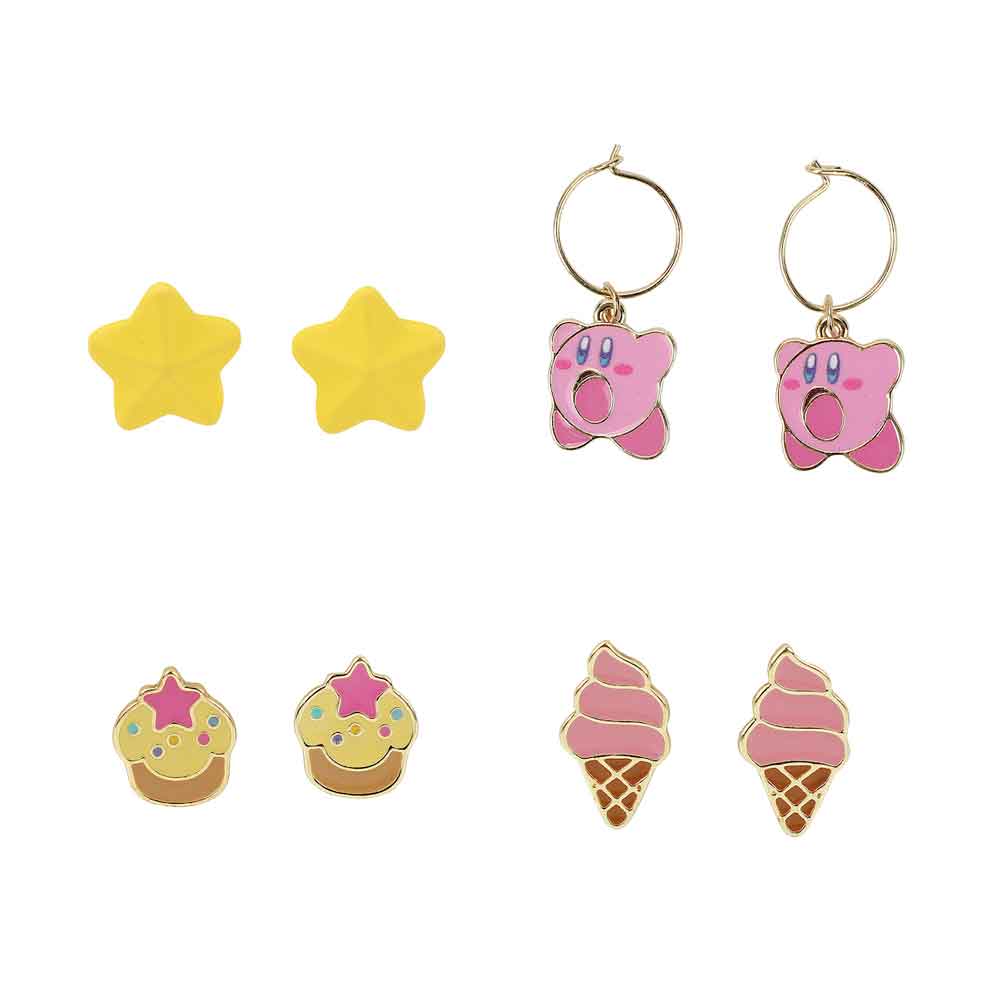 BioWorld Kirby Loves Food 4-Pair Earrings Set Kawaii Gifts 197394608759