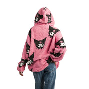 BioWorld Kuromi Sherpa Fleece Zip-Up Hoodies Kawaii Gifts