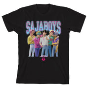 Bioworld Merchandising KPop Demon Hunters Group Saja Boys Youth Black Crew Neck Short Sleeve T-shirt Kawaii Gifts