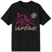 Bioworld Merchandising KPop Demon Hunters Huntrix Line Up on Black Short Sleeve Adult T Shirt Kawaii Gifts