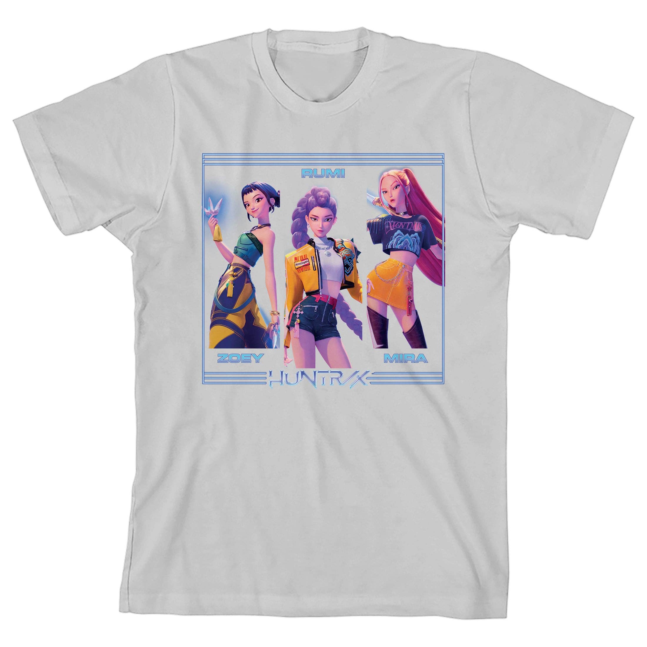 Bioworld Merchandising KPop Demon Hunters Huntrix on White Short Sleeve Kids T Shirt Kawaii Gifts