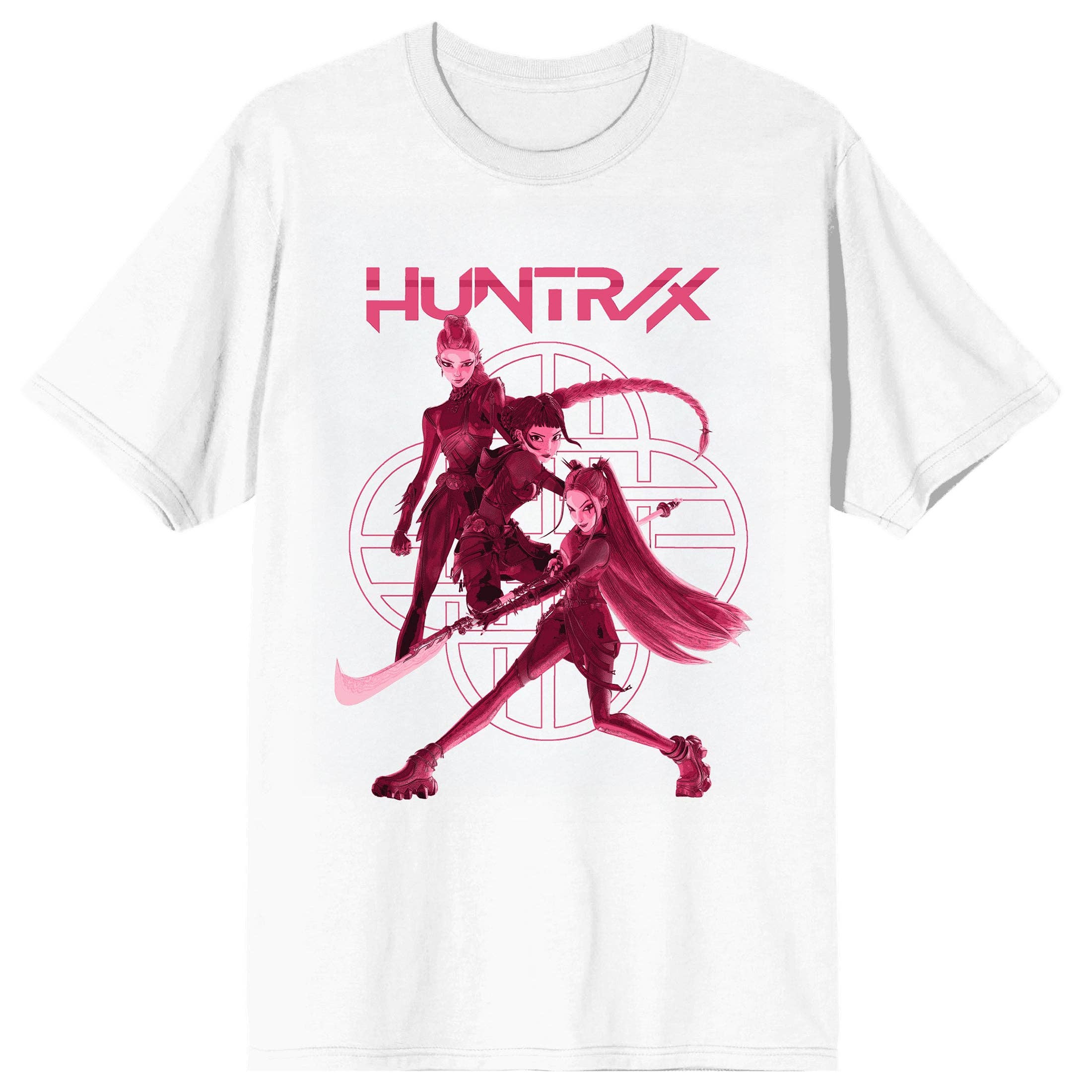 Bioworld Merchandising KPop Demon Hunters Huntrix Stacked on White Short Sleeve Adult T Shirt Kawaii Gifts