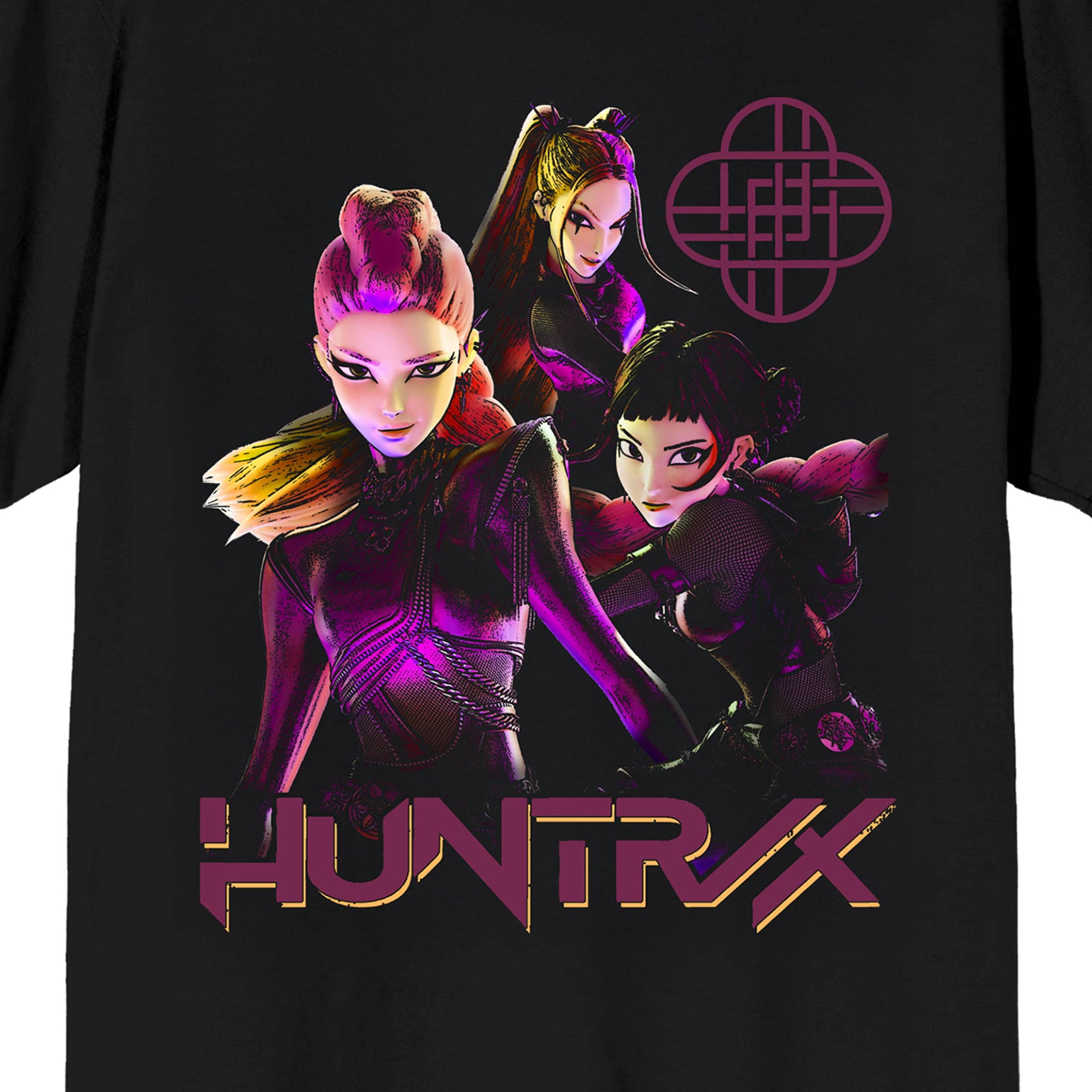 Bioworld Merchandising KPop Demon Hunters Huntrix Stronger Together Adult Black Crew Neck Short Sleeve T-shirt Kawaii Gifts