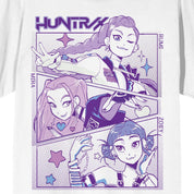 Bioworld Merchandising KPop Demon Hunters Panel Art Huntrix Adult White Crew Neck Short Sleeve T-shirt Kawaii Gifts