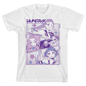 Bioworld Merchandising KPop Demon Hunters Panel Art Huntrix Youth White Crew Neck Short Sleeve T-shirt Kawaii Gifts