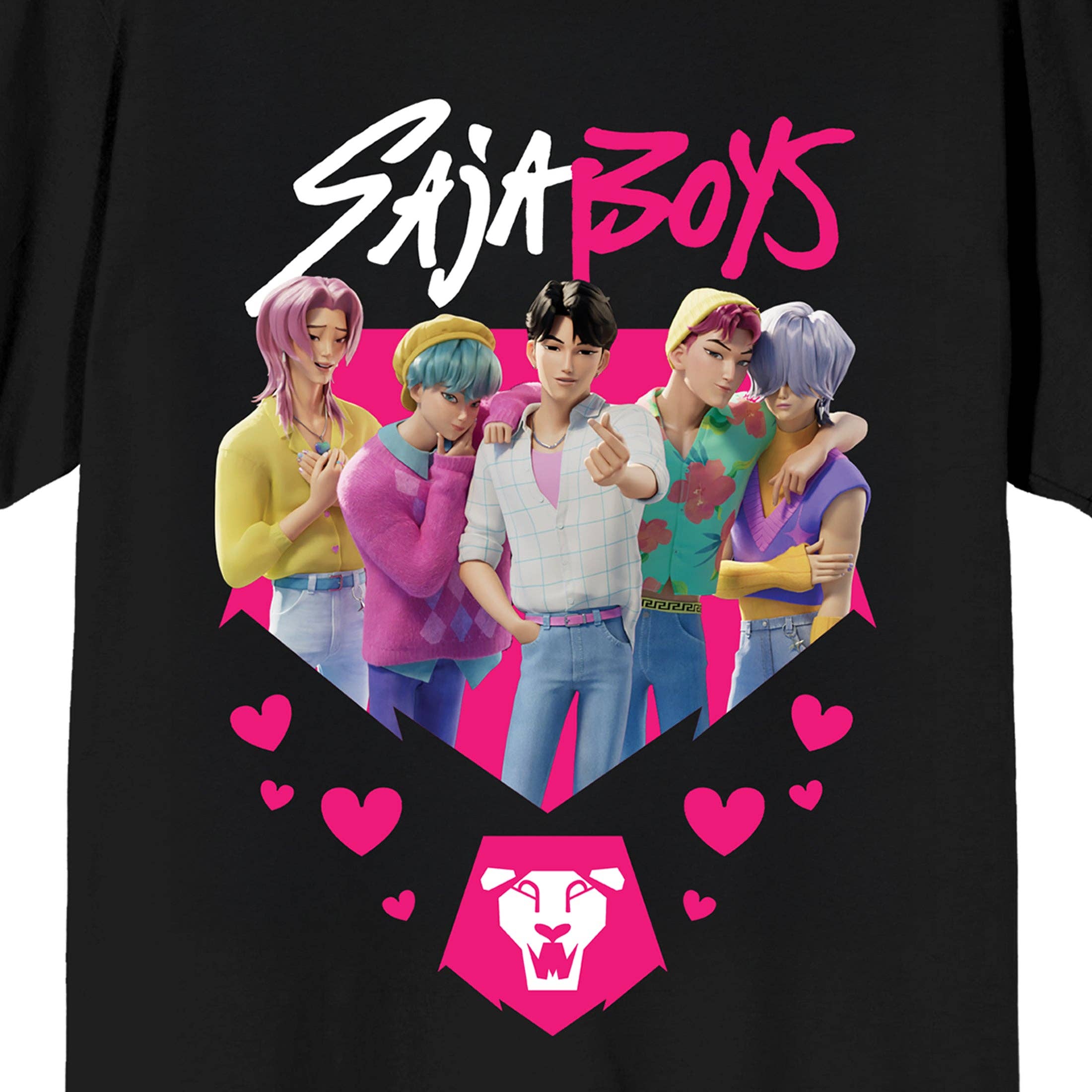 Bioworld Merchandising KPop Demon Hunters Saja Boys Heart on Black Short Sleeve Adult T Shirt XS Kawaii Gifts 198996546388
