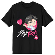 Bioworld Merchandising KPop Demon Hunters Saju Boys Jinu Heart on Black Short Sleeve Adult T Shirt Kawaii Gifts