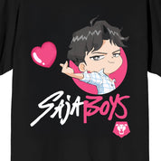 Bioworld Merchandising KPop Demon Hunters Saju Boys Jinu Heart on Black Short Sleeve Adult T Shirt Large Kawaii Gifts 198996544247