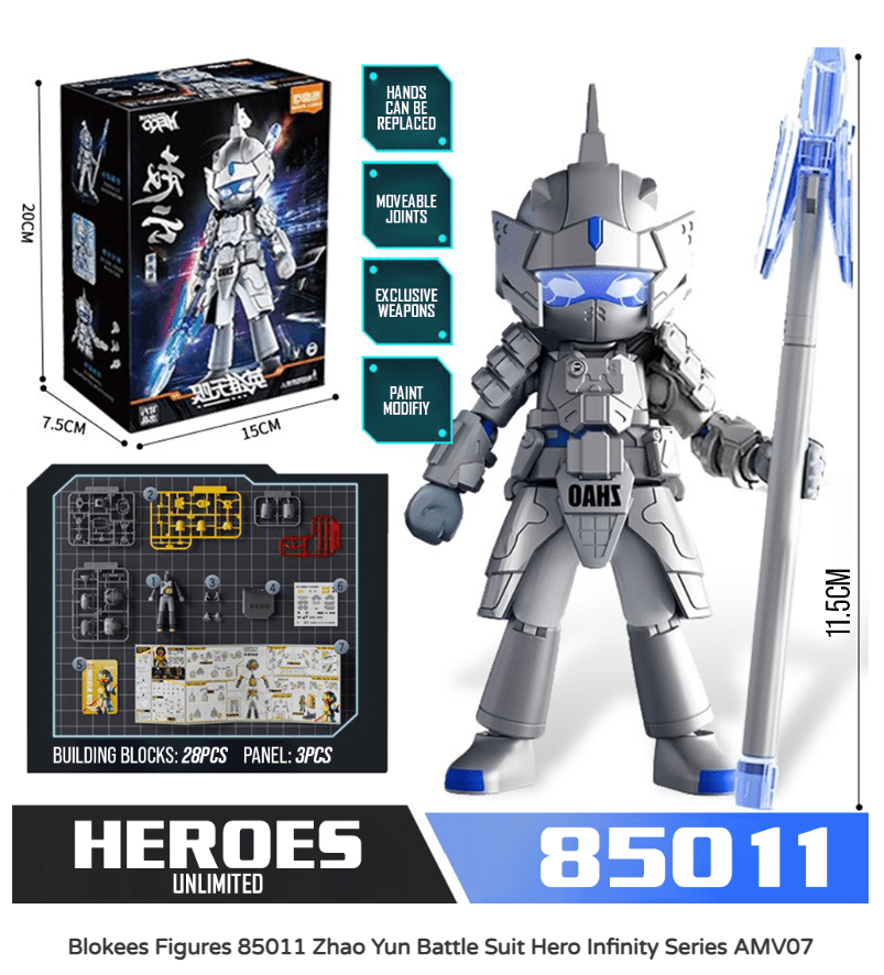 Blokees Hero Infinity Nezha & Zhao Yun 4.5" Blokees Action Figure Kits Kawaii Gifts