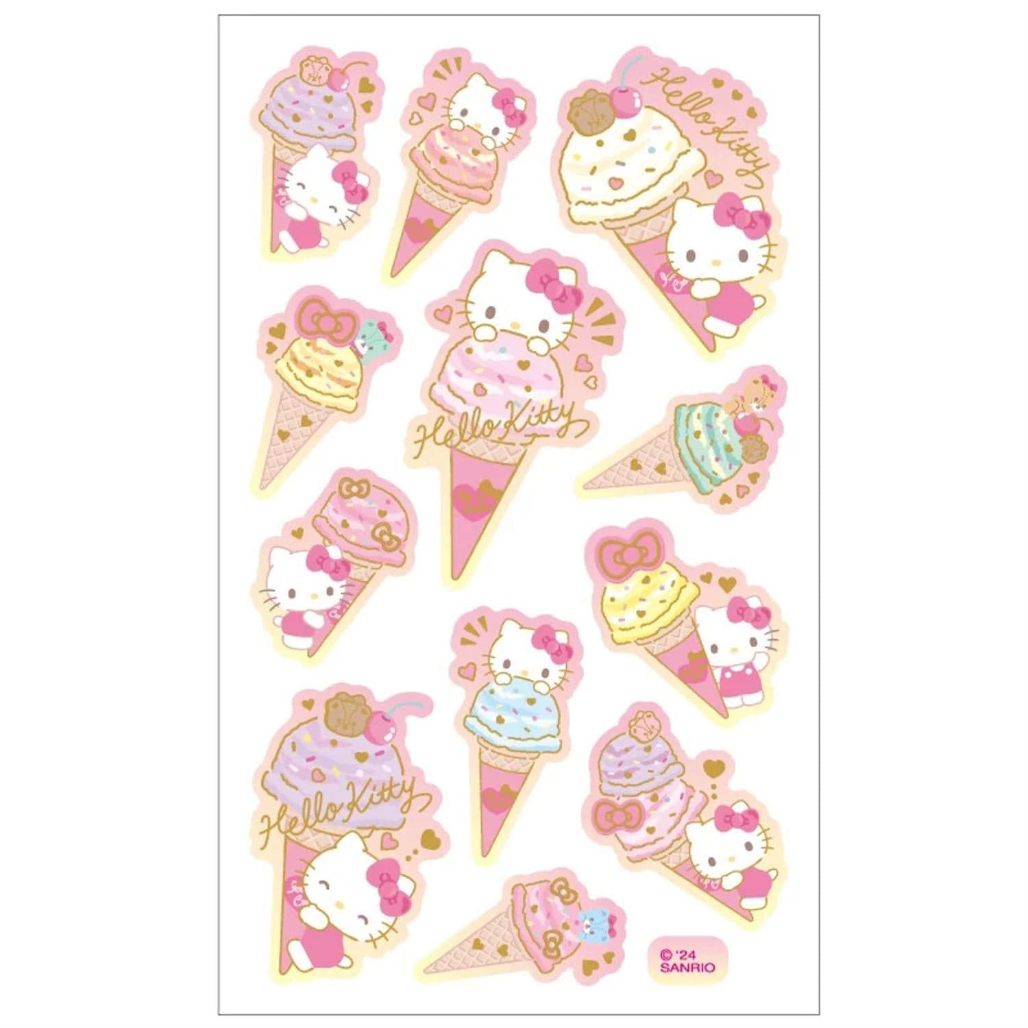 Enesco Sanrio Ice Cream Stickers: Hello Kitty, My Melody, Cinnamoroll, Kuromi, Pochacco Hello Kitty Kawaii Gifts 4550337326312