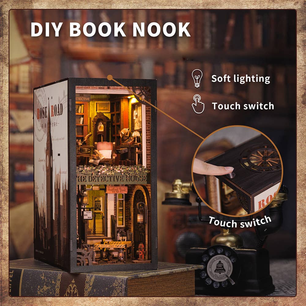 Hands Craft DIY Book Nook Kit: Rose Detective Agency with Dust Cover Kawaii Gifts