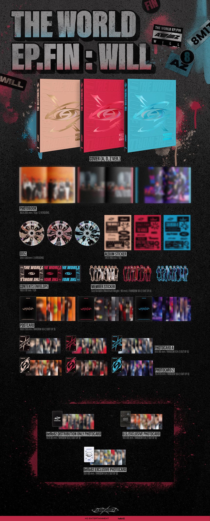 Kai Media ATEEZ - THE WORLD EP.FIN : WILL - Hello82 Exclusive Kawaii Gifts