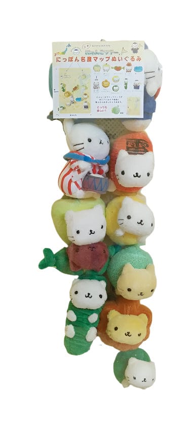 Kawaii Import San-X Nyan Nyan Nyanko Japan Map 11 Plush Set with Board Kawaii Gifts 4974413425025