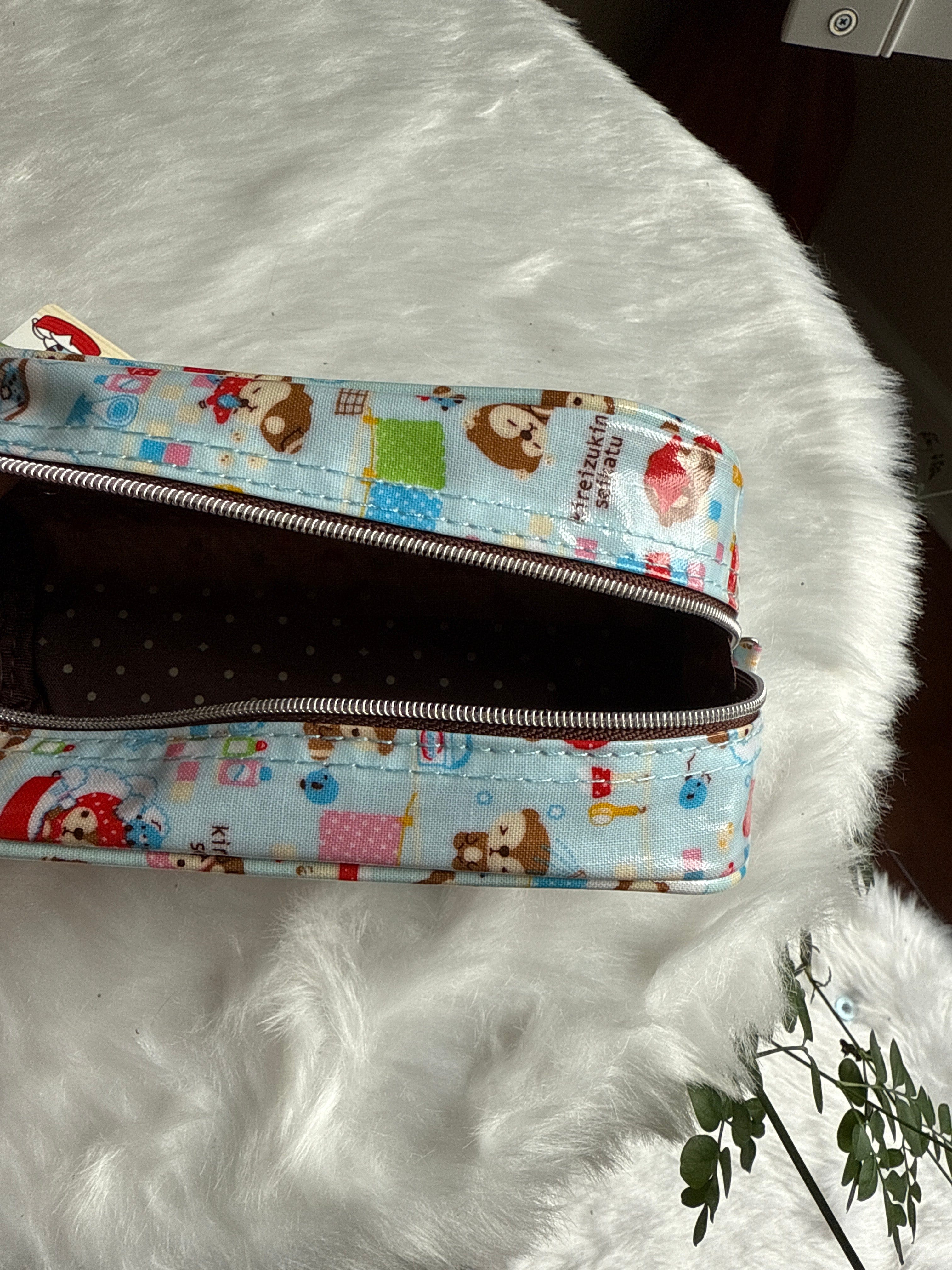 Kawaii Import San-X Kireizukin Seikatu Raccoon Pen & Makeup Pouch: Blue Kawaii Gifts 4974413508278