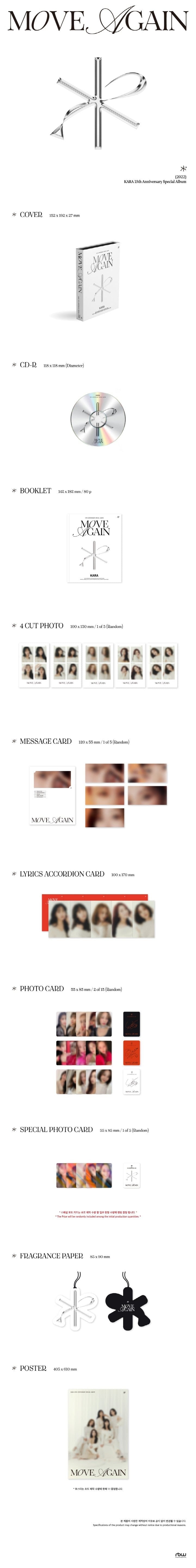 Korea Pop Store Kara - 15th Anniversary Special Album "Move Again" Kawaii Gifts