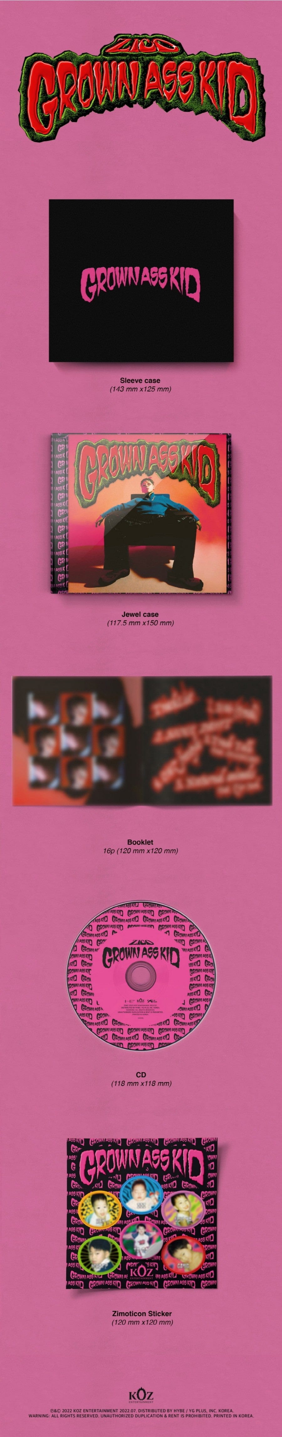 Korea Pop Store ZICO - Grown Ass Kid (4th Mini Album) (Jewel Ver.) Kawaii Gifts