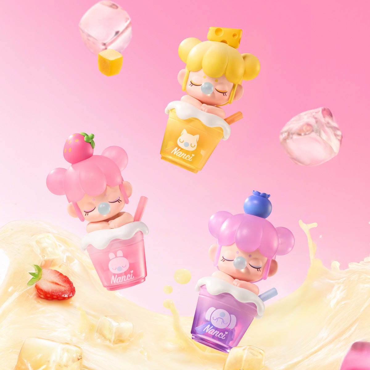 Baby Nanci Milk Tea with Glow in the Dark Ice Cubes Surprise
