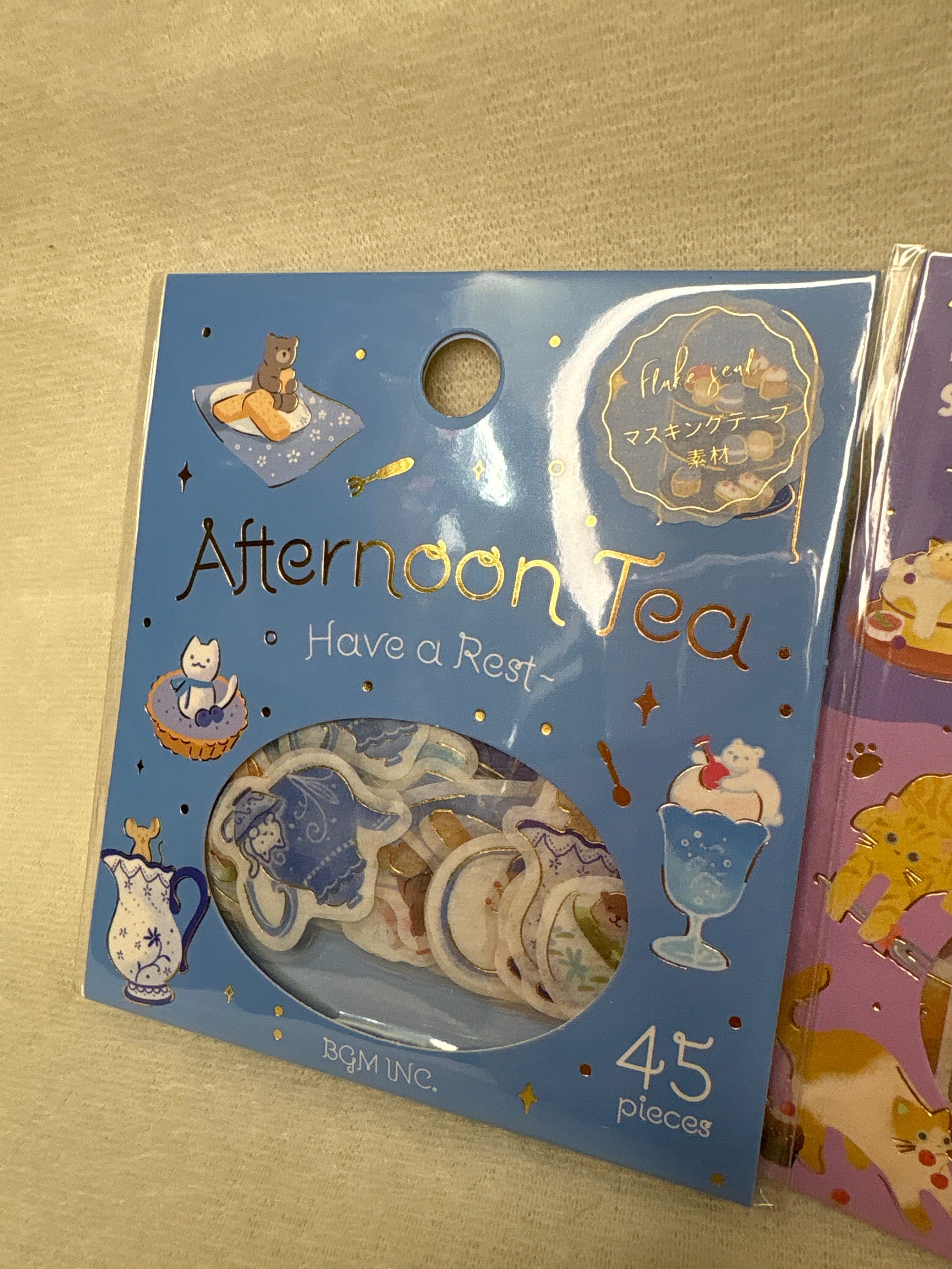 Spoon Inc BGM Washi Flake Stickers Blue Afternoon Tea Kawaii Gifts 4589435525785