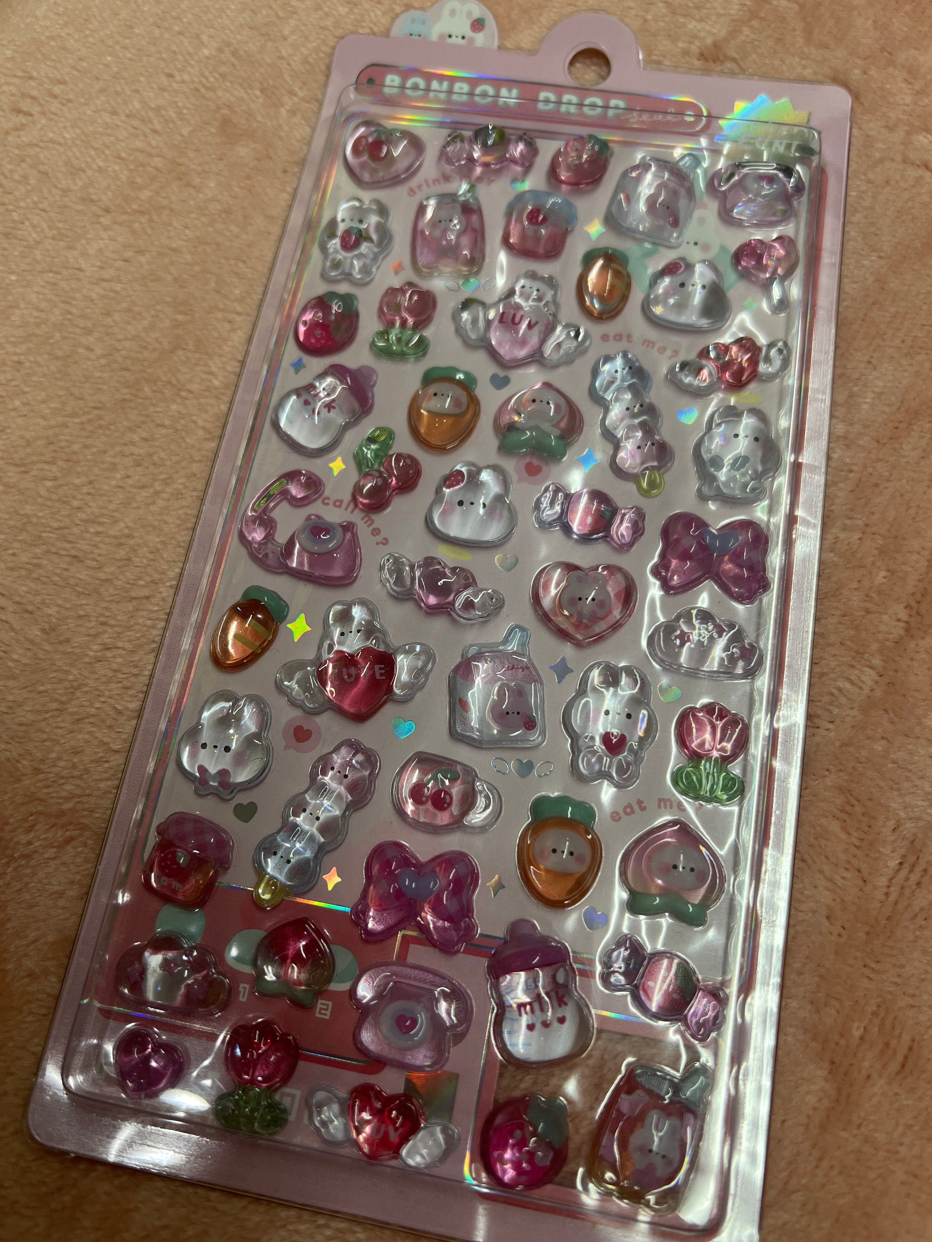 Spoon Inc Q-Lia Bon Bon Drop 3D Stickers Pink Rabbits Kawaii Gifts 4550391910564