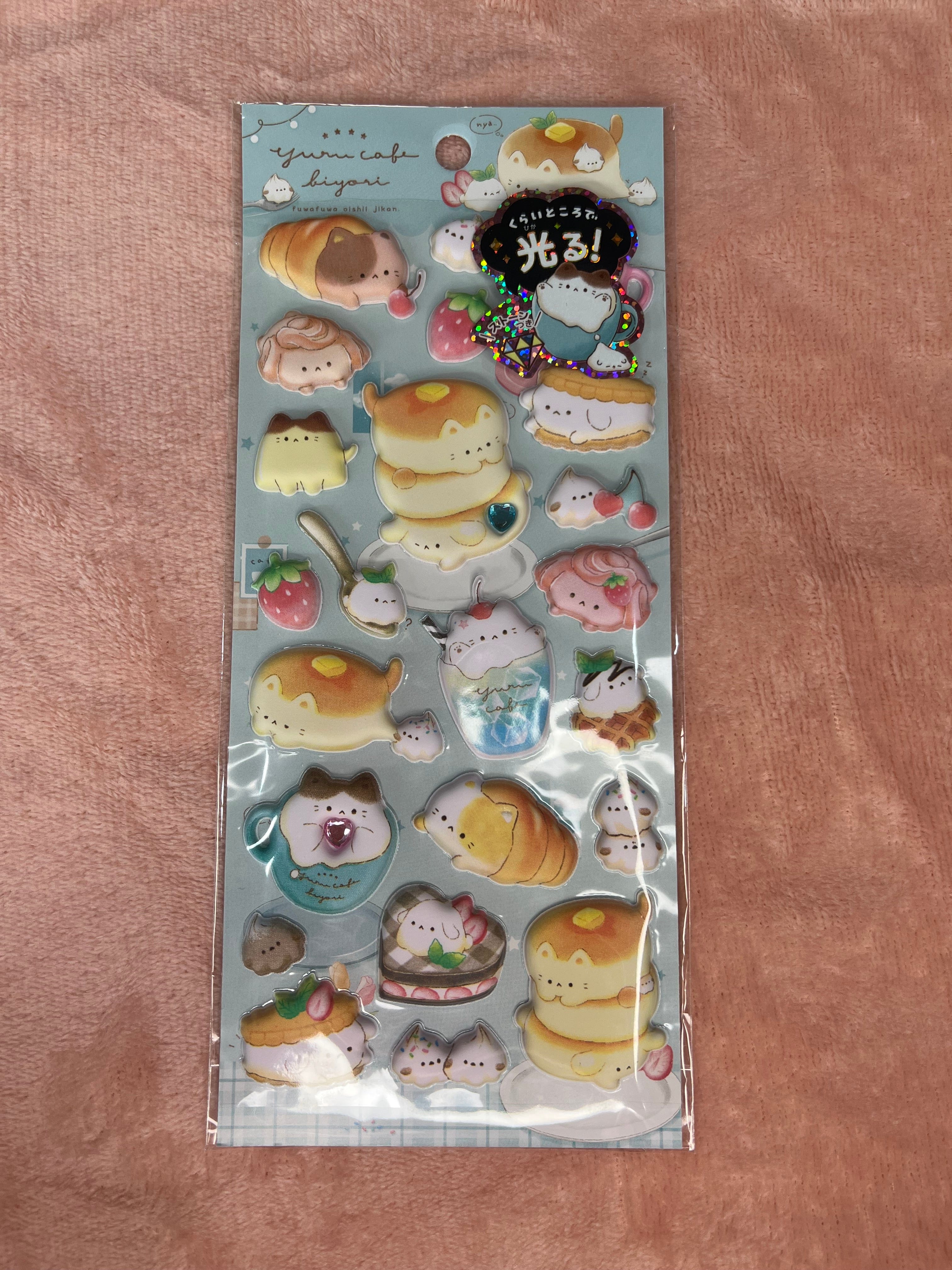 Spoon Inc Q-Lia Glow in the Dark 3D Stickers Breakfast Cats Kawaii Gifts 4550391911547