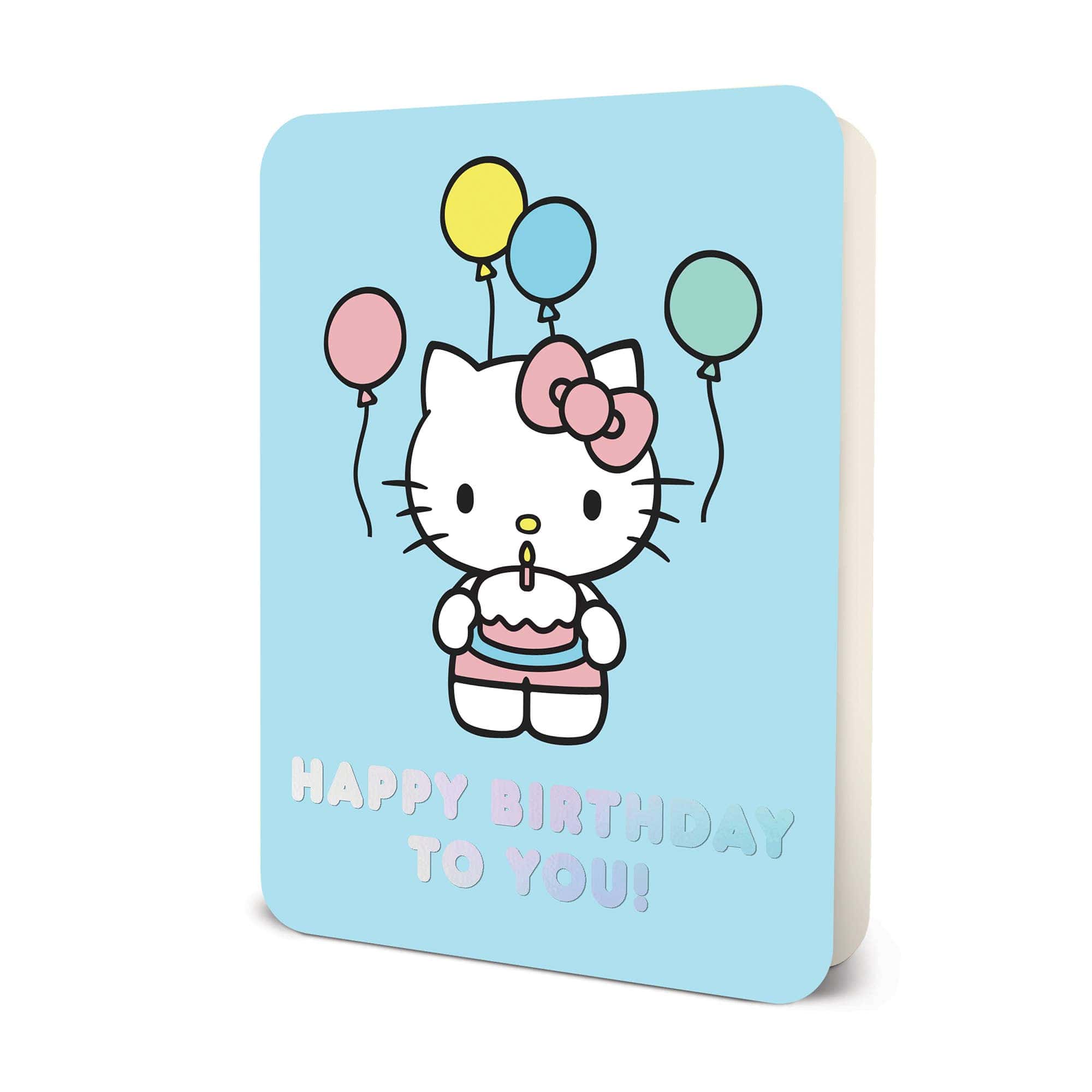 Hello Kitty Blue Happy Birthday Deluxe Greeting Card – Kawaii Gifts