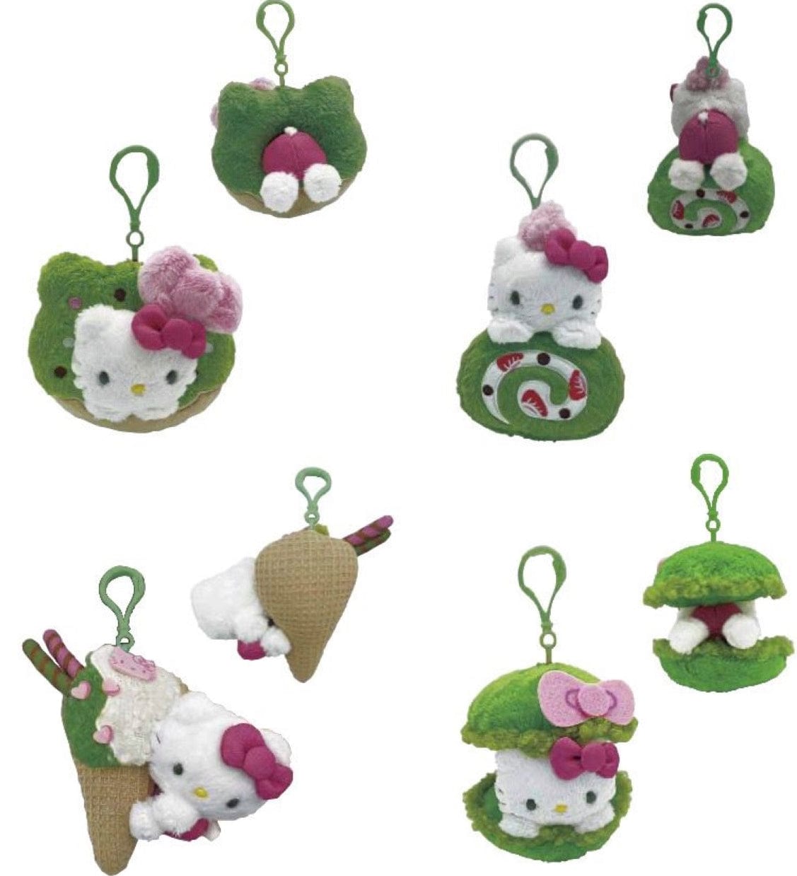 Weactive Hello Kitty Matcha Sweet Treats 6" Plushies with Clips Kawaii Gifts