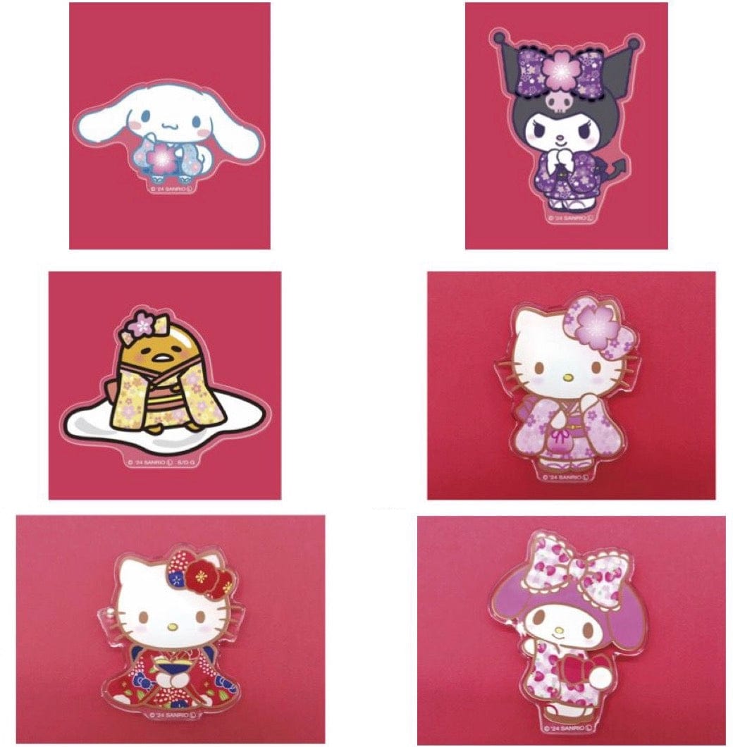 Sanrio Kimono Acrylic Mascot Magnets: Cinnamoroll, Kuromi