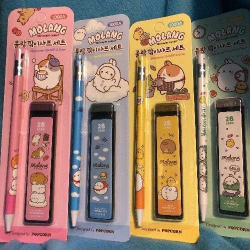 BeeCrazee Molang 2mm Sharpener Mechanical Pencil & Lead Set Kawaii Gifts