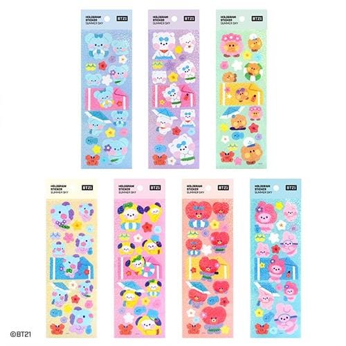 BeeCrazee BT21 Minini Summer Sky Sparkly Stickers Kawaii Gifts