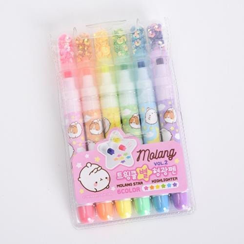 BeeCrazee Molang Twinkle Star 6-Color Highlighter Set Kawaii Gifts 8809627020697