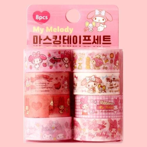 BeeCrazee SANRIO MY MELODY MASKING TAPES - 8 Piece Set Kawaii Gifts 8809654911517
