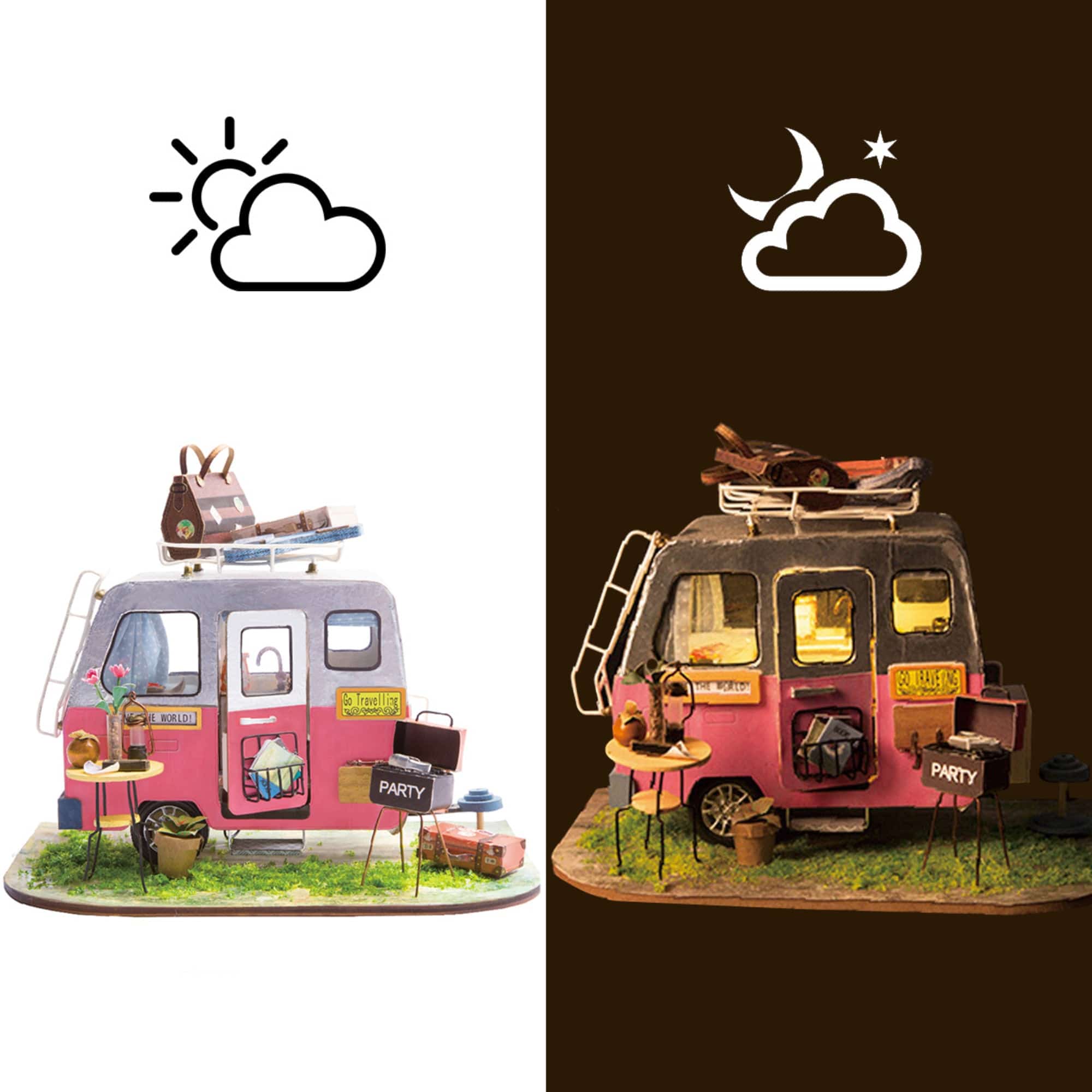 Hands Craft Happy Camper DIY Miniature Dollhouse Kit Kawaii Gifts 819887027303