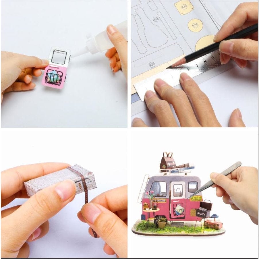 Hands Craft Happy Camper DIY Miniature Dollhouse Kit Kawaii Gifts 819887027303