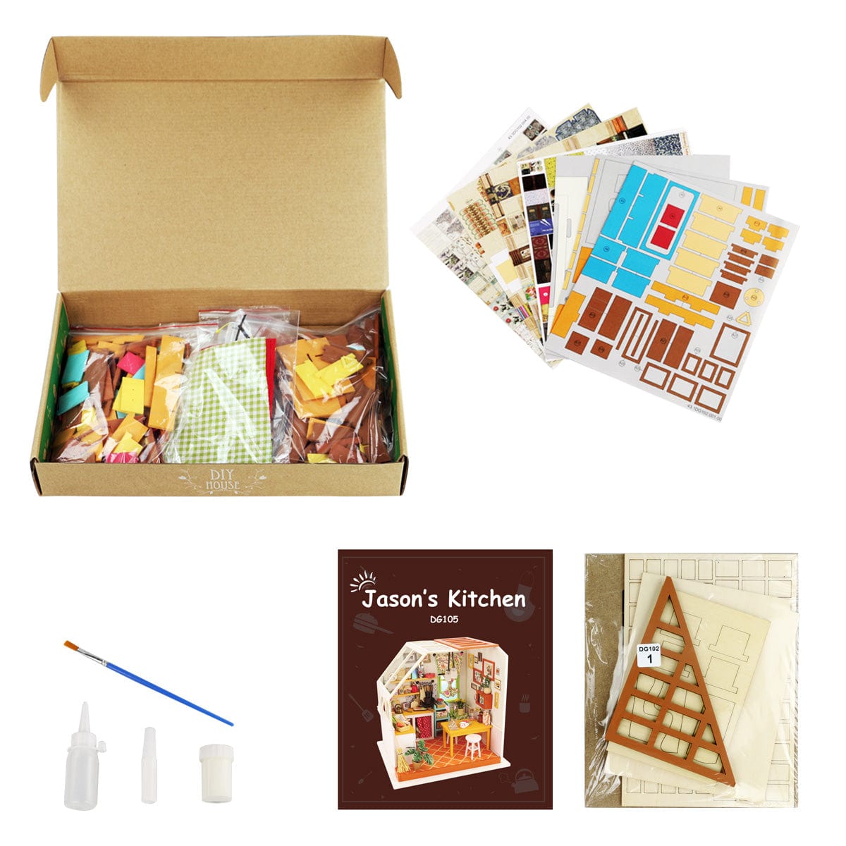 Hands Craft Jason's Kitchen DIY Miniature Dollhouse Kit Kawaii Gifts 819887023244