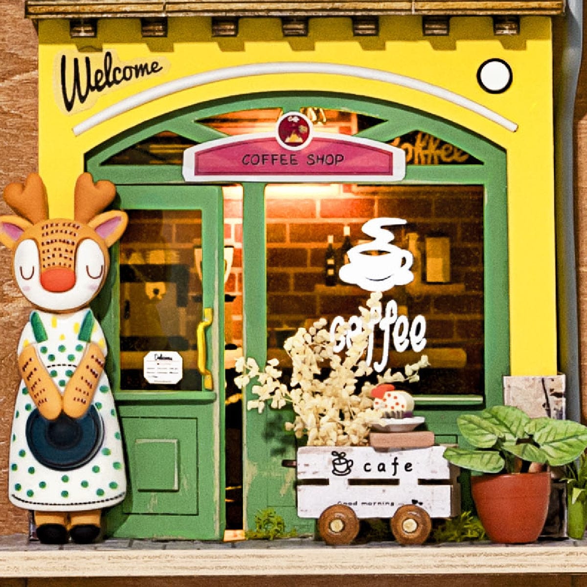 Hands Craft Lazy Coffee House DIY Miniature Wall Hanging Kit With Key Hangers Kawaii Gifts