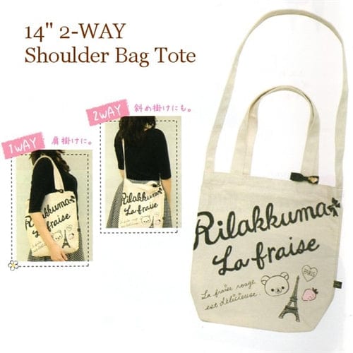 San-X Rilakkuma La Fraise a Paris 14" Two-Way Tote & Shoulder Bag