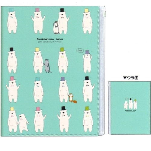 Kamio Shirokuma Days 6 + 1 Sliding Zip Lock Pockets Plastic File Folder
