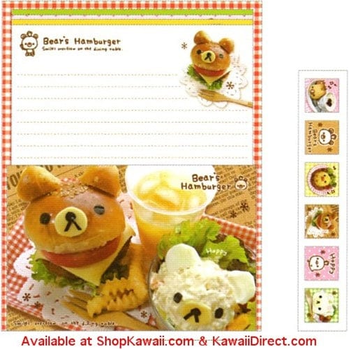 Kamio Bears Hamburger Quad Letter Set with Seal Stickers