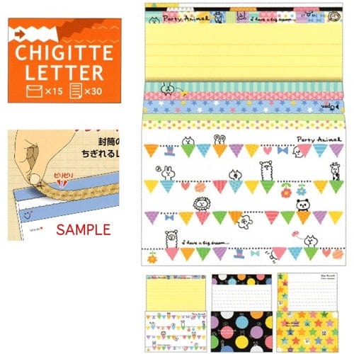 Kamio Party Animal Tear Open Chigitte Triple Letter Set