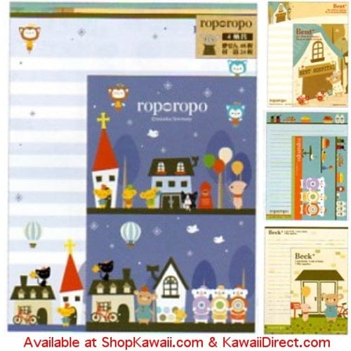 Kamio Ropo Ropo Village Quad Letter Set with Seal Stickers by Mizuka