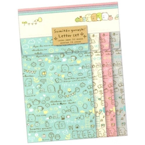 San-X Sumikko Gurashi "Things in the Corner" Kokoga Ochitsukundesu Quad Letter Set: Teal