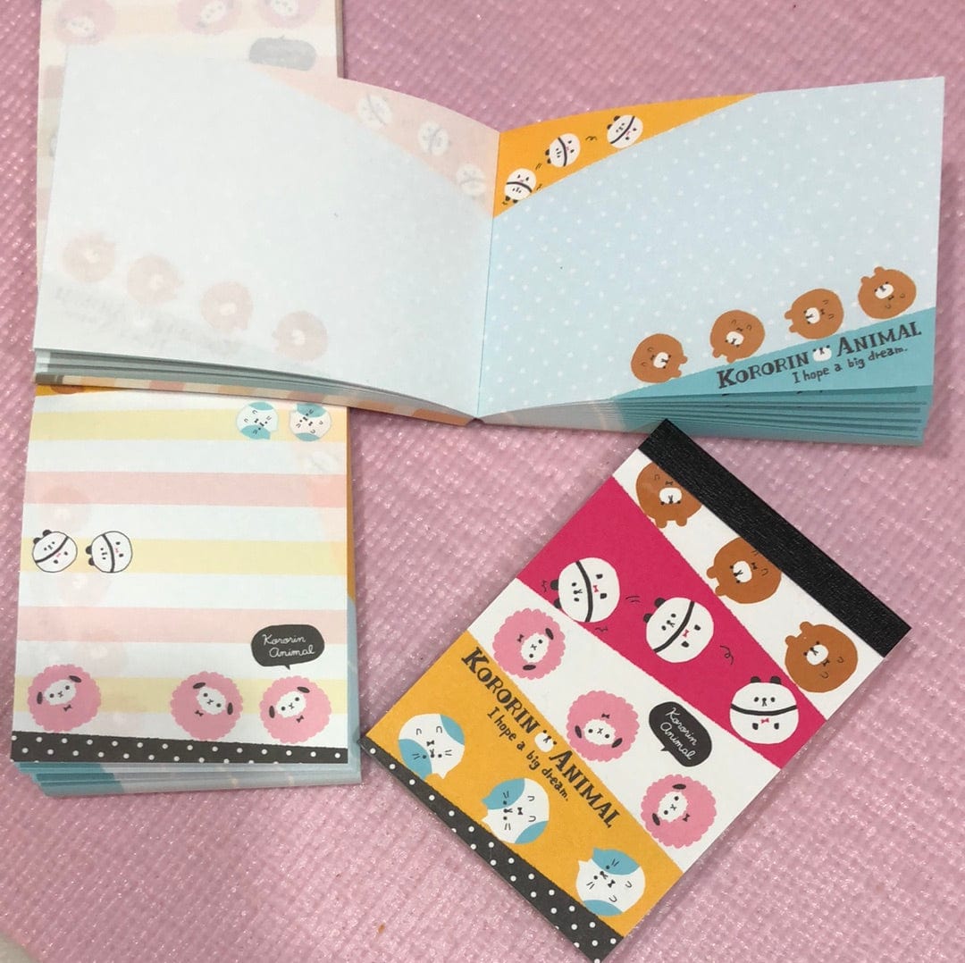 Kawaii Import Kororin Animal Small Memo Pad Kawaii Gifts 4935124014786