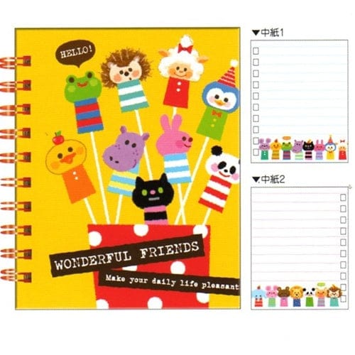 Kamio Wonderful Friends Hard Cover Spiral Pocket Notebook