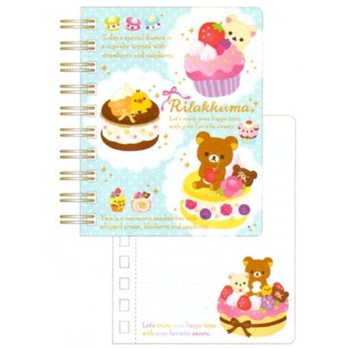San-X Rilakkuma Cupcake Pocket Spiral Notebook: Blue